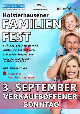 Familienfest Dorsten Plakat 2017 mit Familie und Programmpunkten drauf