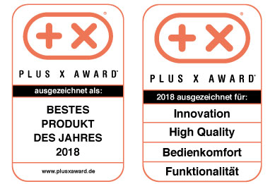 Das Plus-X-Award-Siegel steht für Innovation und bestes Produkt des Jahres 2018